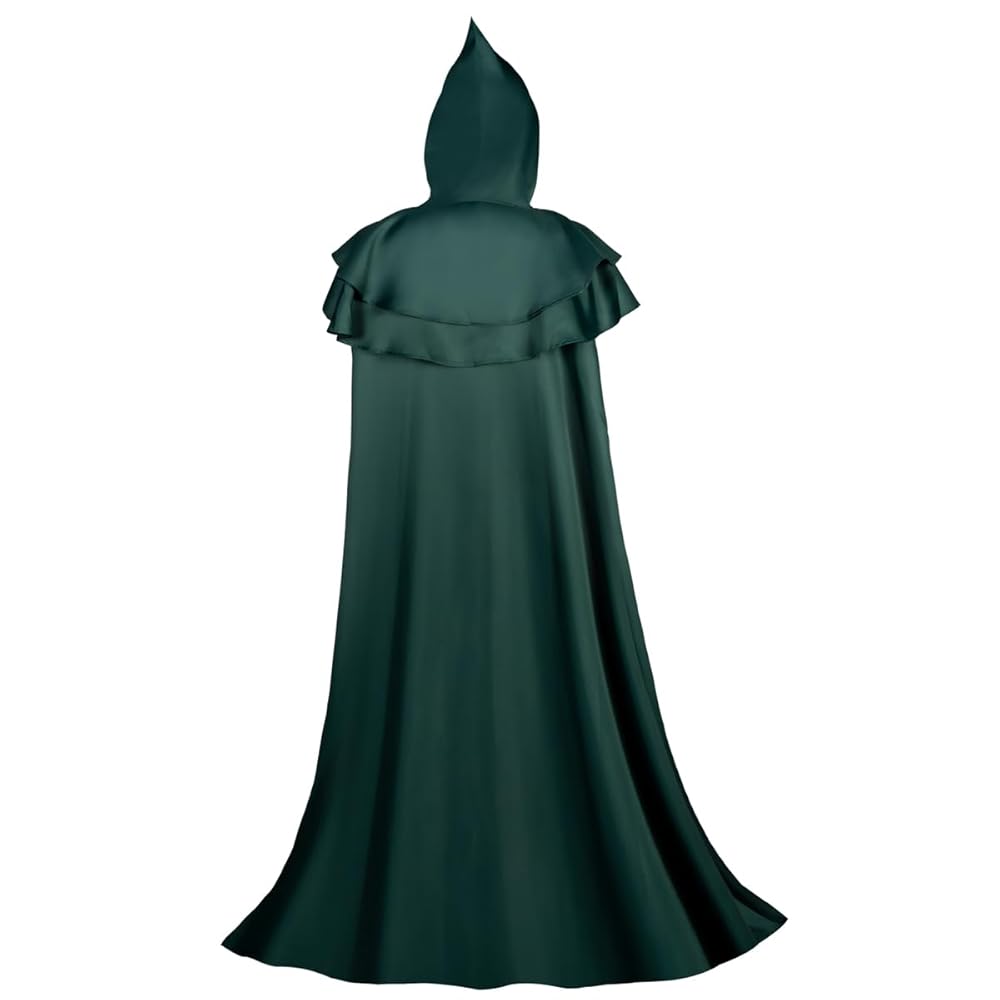 Green leaf pattern cloak（ロングマント） CLOAK, Hooded Cape,emerald GREEN W/leaf Damask,velvet W